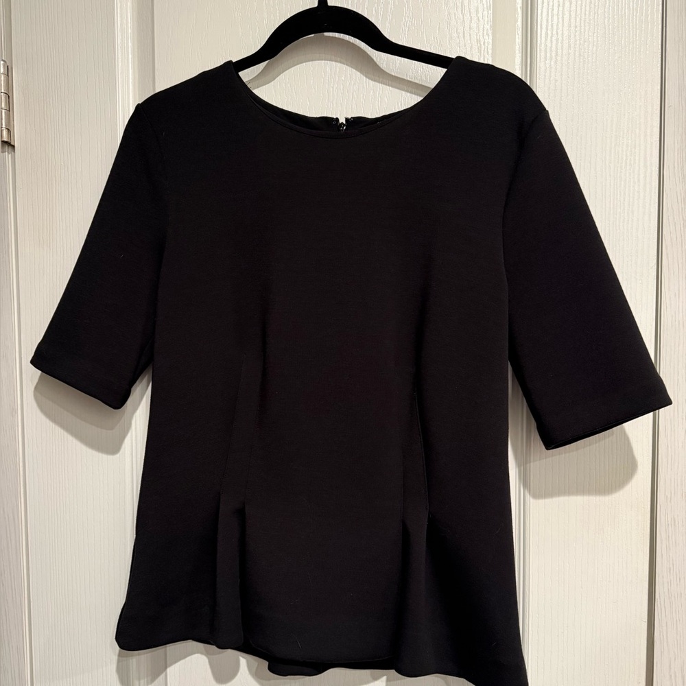 Ann Taylor Black Boxy 3/4 Sleeve Blouse